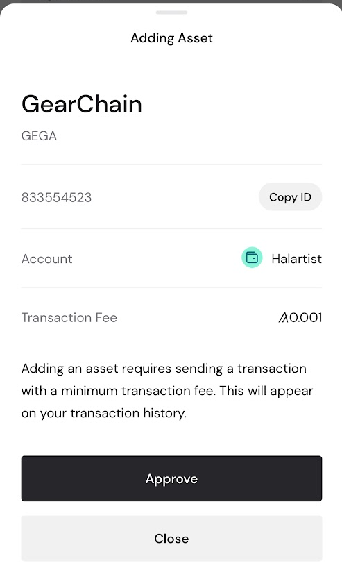‘Approve’ button to complete the transaction
